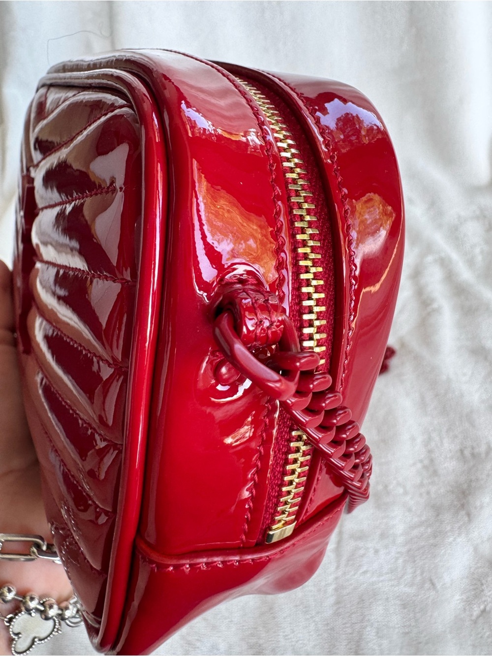 Yves Saint Laurent YSL Chevron Quilted Patent Lou Camera Bag - Picture 17 of 17